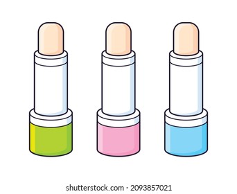 Hygienic lip balm stick lipstick or chapstick isolated vector set