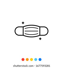 Hygienische Maske flaches Gestaltungselement, Symbol, Vektorillustration und Illustration.