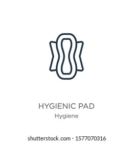 Hygienic pad icon. Thin linear hygienic pad outline icon isolated on white background from hygiene collection. Line vector sign, symbol for web and mobile