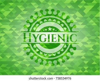 Hygienic realistic green mosaic emblem