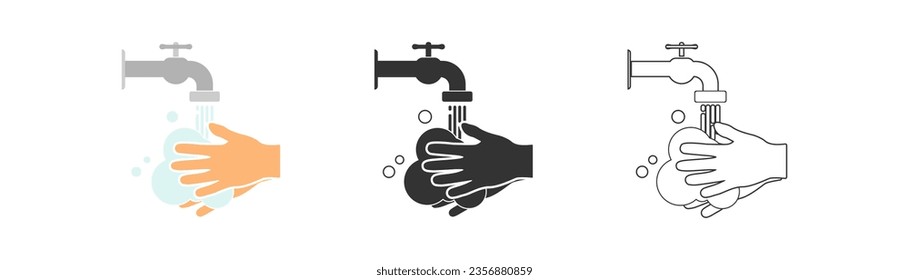 Hygienic set. wash hands icon. Vector.