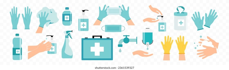 Hygienic set. wash hands icon. Vector.