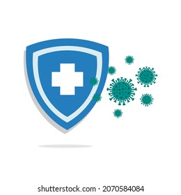 Hygienic Shield Protecting and Immune System Icon Flat Design.
