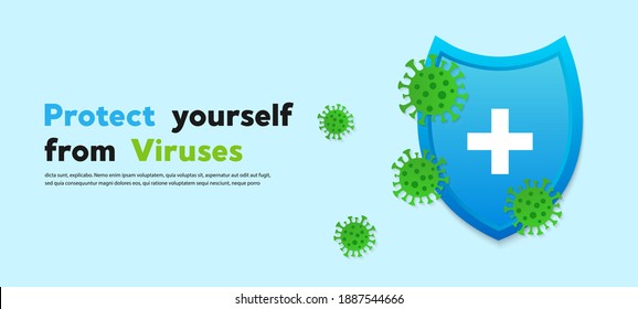 Hygienic shield protecting from virus or bacteria. Vector illustration.
