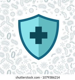 hygienic shield protecting from virus, germs and bacteria. Flat style vector illustration.