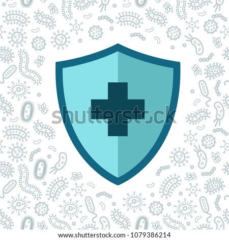 hygienic shield protecting from virus, germs and bacteria. Flat style vector illustration.