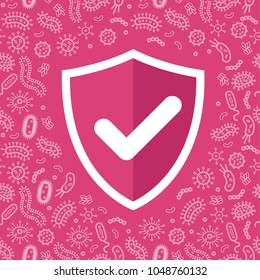 hygienic shield with tick protecting from virus, germs and bacteria. Flat style vector illustration.
