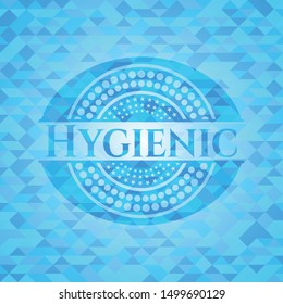 Hygienic sky blue emblem. Mosaic background