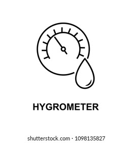 hygrometer icon. Element of measuring instruments icon with name for mobile concept and web apps. Thin line hygrometer icon can be used for web and mobile. Premium icon