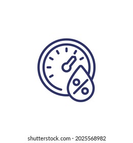 Hygrometer Icon, Humidity Control Line Vector