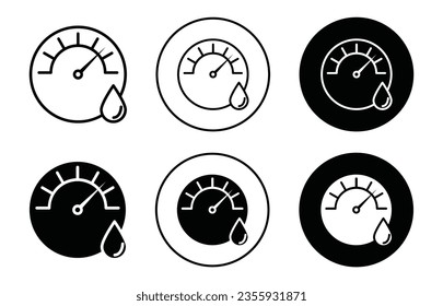 hygrometer icon set. room humidity meter vector symbol in black filled and outlined style