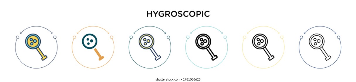 Hygroscopic icon in filled, thin line, outline and stroke style. Vector illustration of two colored and black hygroscopic vector icons designs can be used for mobile, ui, web