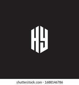 Monograma HYLogo con plantilla de diseño de estilo hexagonal aislado en fondo negro