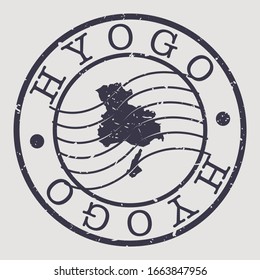 Hyogo, Japan Stamp Postal. A Map Silhouette Seal. Passport Round Design. Vector Icon Design Retro Travel.