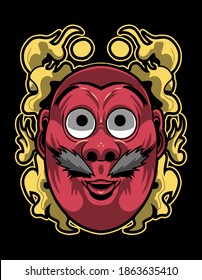 Hyottoko is a comical Japanese character, portrayed through the use of a mask. His mouth is puckered and skewed to one side. 