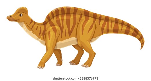 Hypacrosaurus dinosaur cute cartoon character. Prehistoric reptile, Jurassic era lizard or extinct dinosaur happy vector character. Paleontology animal comical mascot or Hypacrosaurus personage