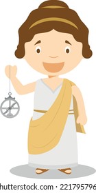 Hypatia of Alexandria cartoon character. Vector Illustration. Kids History Collection.