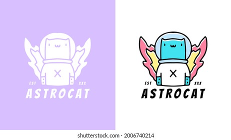 hype astronaut cat with fire mascot cartoon. illustration for t shirt, poster, logo, sticker, or apparel merchandise.