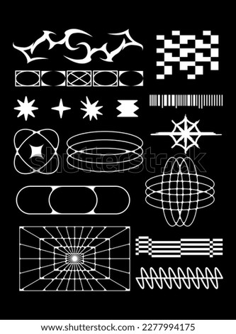 Hype icon symbol asset element cyberpunk interface futuristic illustration vector eyes, poster, brutalism banner isolated editable