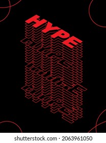 Hype layered lettering poster red and black