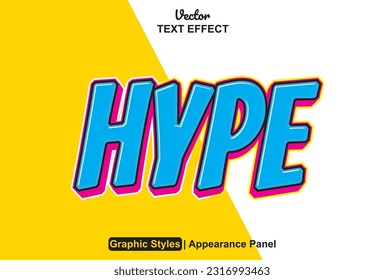 hype text effect with blue graphic style and editable.