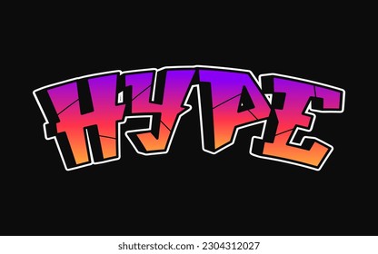 Hype word trippy psychedelic graffiti style letters.Vector hand drawn doodle cartoon logo Hype illustration. Funny cool trippy letters, fashion, graffiti style print for t-shirt, poster 