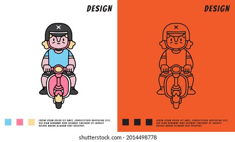 hype young boy rides on bike. illustration for t shirt, poster, logo, sticker, or apparel merchandise.