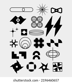 Hypebeast symbol element poster icon futuristic interface vector set editable