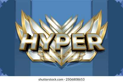 Hyper 3D Text Effect With Winged Emblem Logo or Background