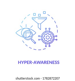 Hyper Awareness Blue Gradient Concept Icon. Marketing Strategy. Sales Funnel. Workforce Management. Digital Business Agility Idea Thin Line Illustration. Vector Isolated Outline RGB Color Drawing