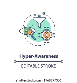 Hyper Awareness Concept Icon. Marketing Strategy. Sales Funnel. Workforce Management. Digital Business Agility Idea Thin Line Illustration. Vector Isolated Outline RGB Color Drawing. Editable Stroke