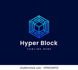 Hyper Block - Letter H block chain technology logo