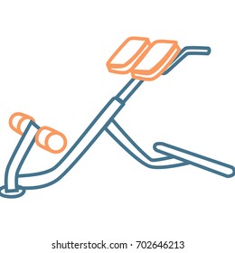 Hyper extension bench workout equipment color outlined on white background