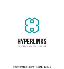 Hyper Links Abstract Vector Tech Logo. Letter H. Blue color.