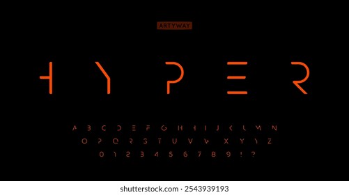 Alfabeto hiperminimalista, letras extremadamente limpias, fuente futurista delgada para la marca corporativa digital. Tipografía minimalista moderna. Vector typeset.