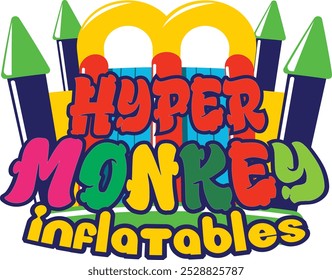 Logotipo inflable de Hyper Monkey, casa de la despedida, inflable, alquiler del partido, entretenimiento de los niños, diversión