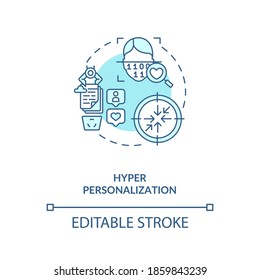 Hyper personalization concept icon. Interesting futuristic devices. Ways of identification. AI in education idea thin line illustration. Vector isolated outline RGB color drawing. Editable stroke