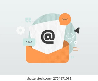 Hyper personalization email marketing, privacy first campaign strategy, interactive content automation, generative AI workflow optimization, intelligent e-mail inbox trendy paper collage illustration
