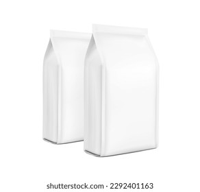 Juego de simulación de bolsos de embalaje con cartón hiper realista. Vista lateral media. Ilustración vectorial aislada en fondo blanco. Listo para su uso en presentación, promoción, publicidad en cualquier fondo. EPS10.	