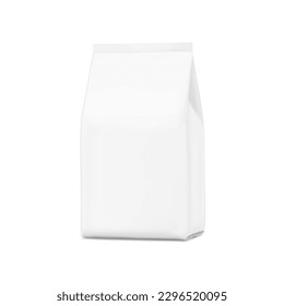 Hyper realistic vertical bag mockup. Half side view. Vector illustration isolated on white background. Can be use for template your design, presentation, promo, ad. EPS10.