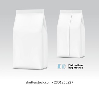 Hyper realistic vertical bag mockup. Half side view. Vector illustration. Can be use for template your design, presentation, promo, ad. EPS10.