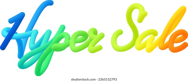 Hyper sale fluid text with dynamic curved lines made of blended colorful circles. Vector illustration.