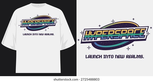 Hyper Space Galaxy Retro Futuristic 90s Estética Street Wear Diseño gráfico de la camiseta Ilustración vectorial Obras de arte
