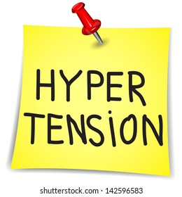 Hyper Tension Word On A Note Paper With Pin On White Background