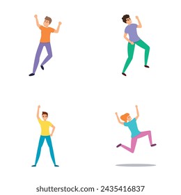 Hyperactivity icons set cartoon vector. Attention deficit hyperactivity disorder. Behavior problem, psychology