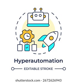 Hyperautomation multi color concept icon. Task management, efficiency growth. Round shape line illustration. Abstract idea. Graphic design. Easy to use in infographic, presentation