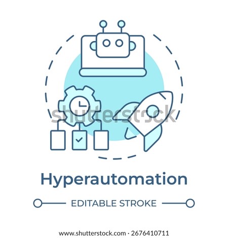 Hyperautomation soft blue concept icon. Task management, workflow. Efficiency growth. Round shape line illustration. Abstract idea. Graphic design. Easy to use in infographic, presentation