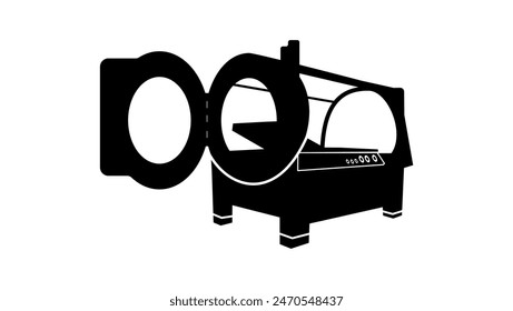 Überdruckkammer, schwarze isolierte Silhouette