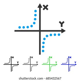 Hyperbola Plot flat vector illustration. Colored hyperbola plot gray, black, blue, green icon variants. Flat icon style for application design.