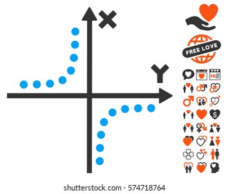 Hyperbola Plot icon with bonus lovely design elements. Vector illustration style is flat iconic symbols for web design, app user interfaces.